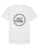 Merry Christmas Round Black Tricou mânecă scurtă guler larg Bărbat Skater