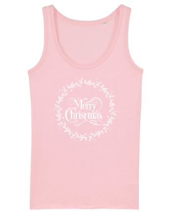 Merry Christmas Round White Cotton Pink