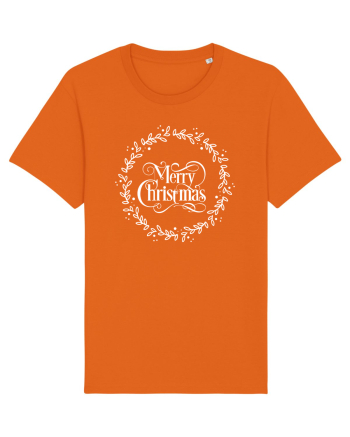 Merry Christmas Round White Bright Orange