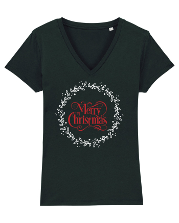 Merry Christmas Round Red Black