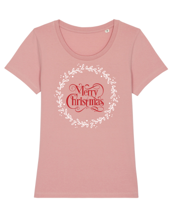 Merry Christmas Round Red Canyon Pink