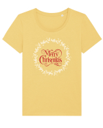 Merry Christmas Round Red Tricou mânecă scurtă guler larg fitted Damă Expresser