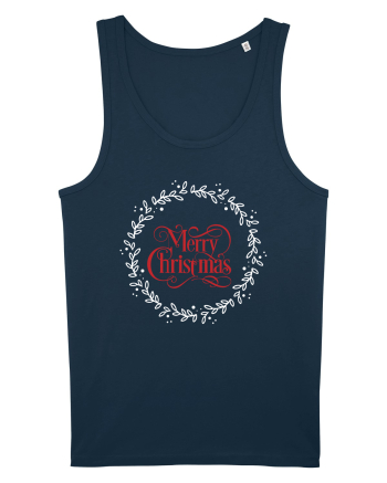 Merry Christmas Round Red Navy