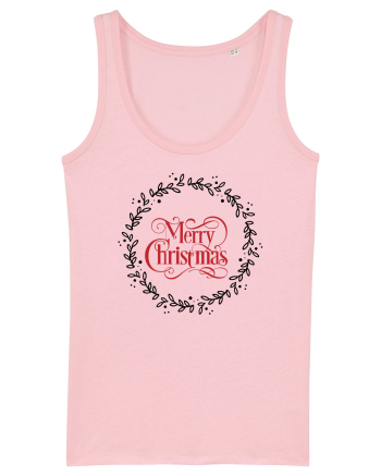Merry Christmas Round Red 2 Cotton Pink