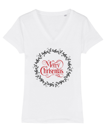 Merry Christmas Round Red 2 White