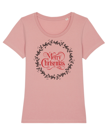 Merry Christmas Round Red 2 Canyon Pink