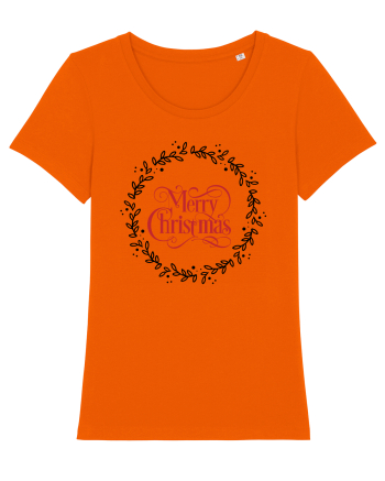 Merry Christmas Round Red 2 Bright Orange