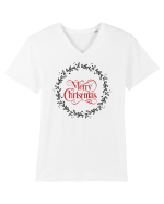 Merry Christmas Round Red 2 Tricou mânecă scurtă guler V Bărbat Presenter