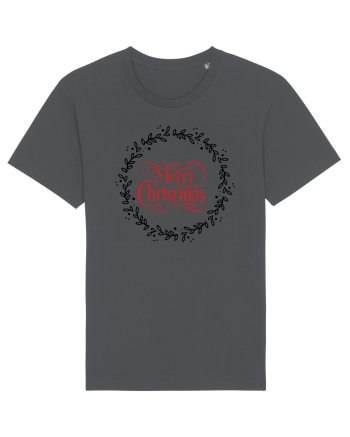 Merry Christmas Round Red 2 Anthracite