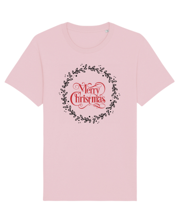 Merry Christmas Round Red 2 Cotton Pink