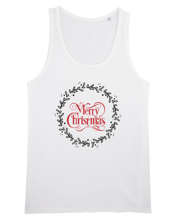 Merry Christmas Round Red 2 White