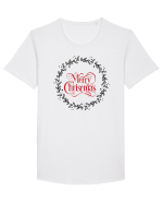 Merry Christmas Round Red 2 Tricou mânecă scurtă guler larg Bărbat Skater