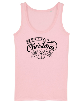 Merry Christmas Black Bells Cotton Pink