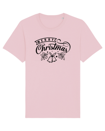 Merry Christmas Black Bells Cotton Pink