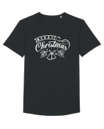 Merry Christmas White Tricou mânecă scurtă guler larg Bărbat Skater