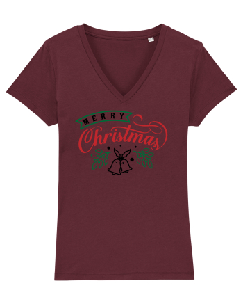 Merry Christmas Bell Green Burgundy