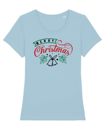 Merry Christmas Bell Green Sky Blue