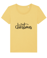 Merry Christmas Writing Tricou mânecă scurtă guler larg fitted Damă Expresser