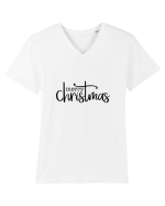 Merry Christmas Writing Tricou mânecă scurtă guler V Bărbat Presenter