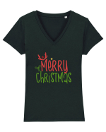 Merry Christmas Color Tricou mânecă scurtă guler V Damă Evoker