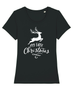 My first Christmas White Tricou mânecă scurtă guler larg fitted Damă Expresser