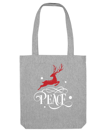 Peace White Reindeer Red Heather Grey