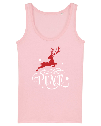 Peace White Reindeer Red Cotton Pink