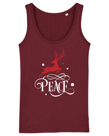 Peace White Reindeer Red Burgundy
