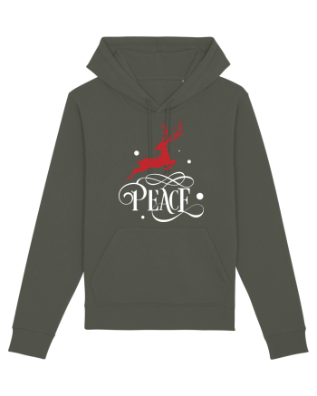 Peace White Reindeer Red Khaki