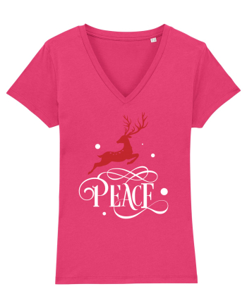 Peace White Reindeer Red Raspberry