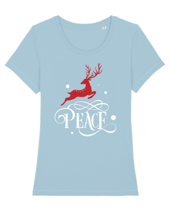 Peace White Reindeer Red Sky Blue