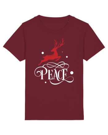 Peace White Reindeer Red Burgundy