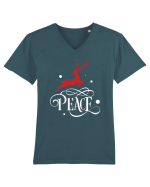 Peace White Reindeer Red Tricou mânecă scurtă guler V Bărbat Presenter