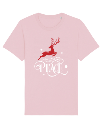 Peace White Reindeer Red Cotton Pink