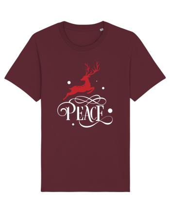 Peace White Reindeer Red Burgundy