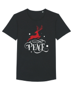 Peace White Reindeer Red Tricou mânecă scurtă guler larg Bărbat Skater