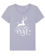 Peace on Earth White Tricou mânecă scurtă guler larg fitted Damă Expresser