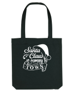 Santa Claus is coming to town Black Sacoșă textilă