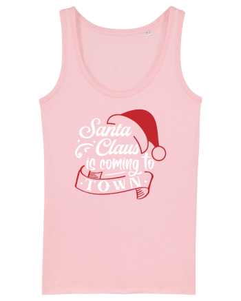 Santa Claus is coming to town White and Red Cotton Pink