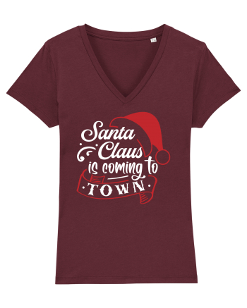 Santa Claus is coming to town White and Red Burgundy