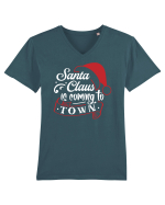 Santa Claus is coming to town White and Red Tricou mânecă scurtă guler V Bărbat Presenter