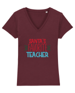 Santas Favorite Teacher Tricou mânecă scurtă guler V Damă Evoker