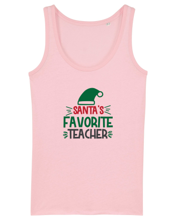 Santas Favorite Teacher Green Cotton Pink