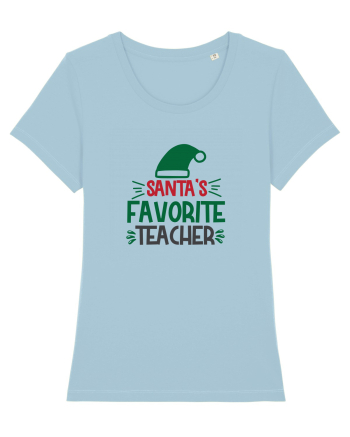 Santas Favorite Teacher Green Sky Blue