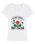 Sleigh Rides Green 2 Tricou mânecă scurtă guler V Damă Evoker