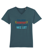 Teachers Always Make the Nice List Tricou mânecă scurtă guler V Bărbat Presenter
