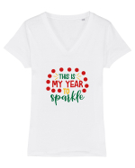 This is my Year to Sparkle Tricou mânecă scurtă guler V Damă Evoker