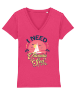 Vitamin Sea Tricou mânecă scurtă guler V Damă Evoker