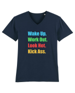 Wake Up. Work Out. Look Hot. Kick Ass Tricou mânecă scurtă guler V Bărbat Presenter