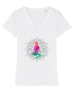 Yoga Lotus Colorat Tricou mânecă scurtă guler V Damă Evoker
